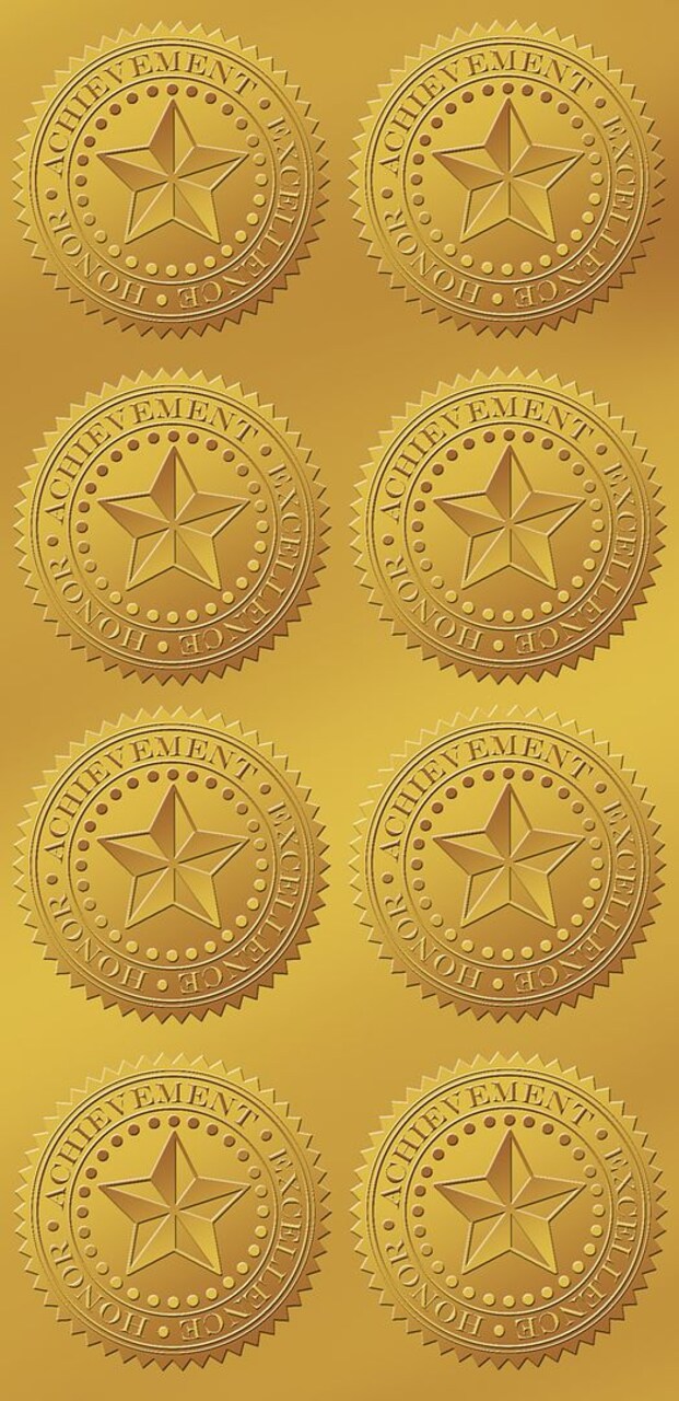 Great Papers! Foil Certificate Sales, Gold Foil Starburst Embossed, Self-Adhesive, 1.75 inches, 48 Seals
